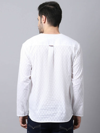 Even Apparels White Pure Cotton Embroided Men's Kurta (STR078)