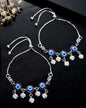 VOJ Set Of 2 Silver Plated Evil Eye Handcrafted Anklets