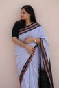 Earthyweaves White small Checked Sambalpuri Saree