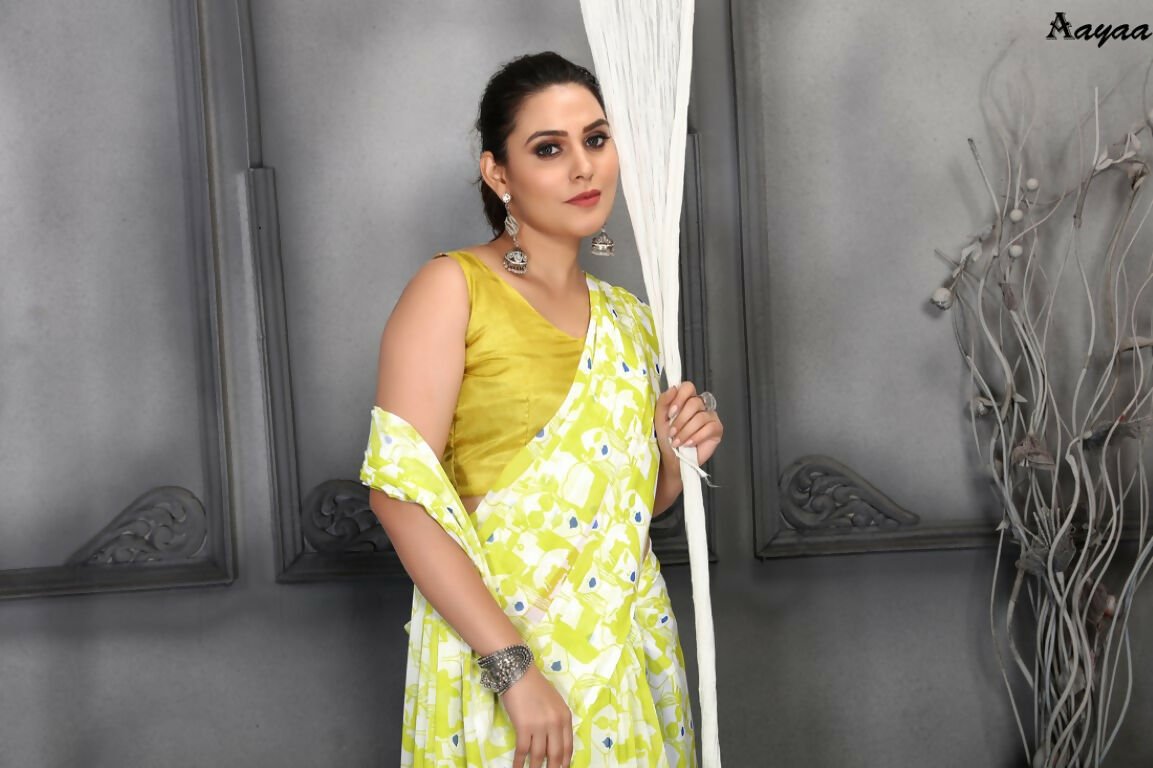 Aayaa Designer Printed Georgette Saree - Multi Color