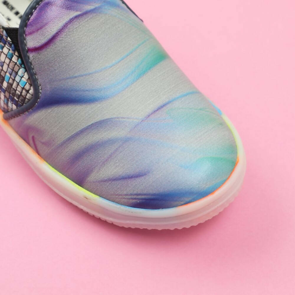 Tiny Bugs Unisex Sea Printed Slip Ons Sneakers - Grey