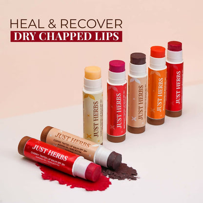 Just Herbs Vanilla Tinted Lip Balm with SPF 20+ for Dark Lips to Lighten
