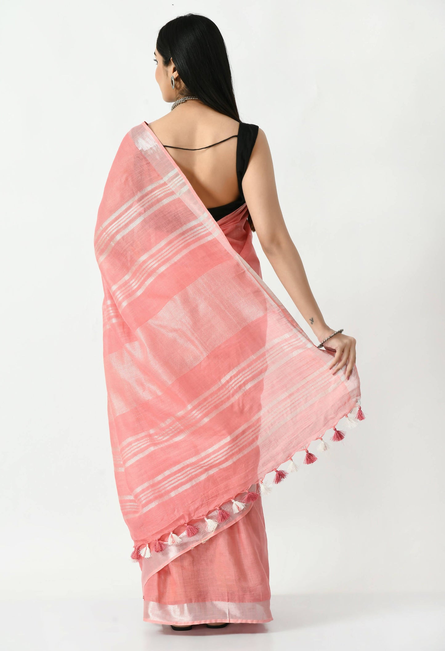 Mominos Fashion Moeza Light Gajari Bhagalpuri Handloom Silk Linen Saree with unstitched Blouse piece