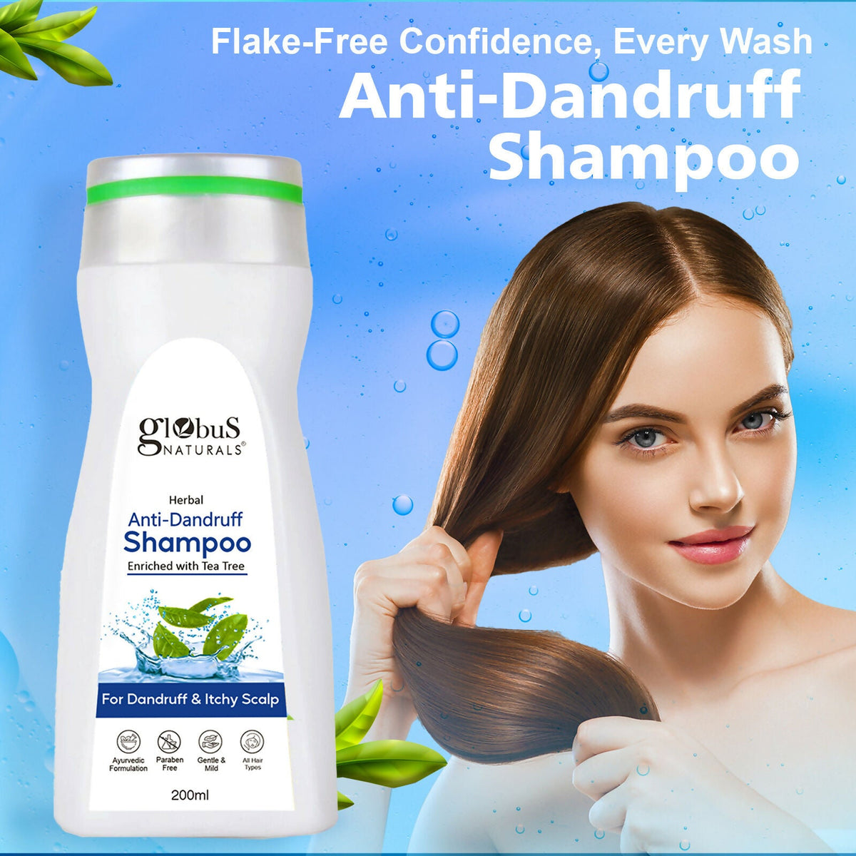Globus Naturals Anti Dandruff Shampoo, For Dandruff and Itchy Scalp, Suitable For All Hair Types