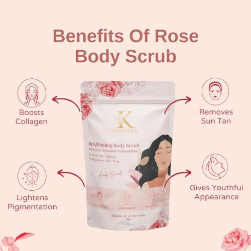 Kimayra Natural Rose Petal Face & Body Scrub For Brightening Skin, Help in Reduce Fine Lines, Wrinkles & Blemishes