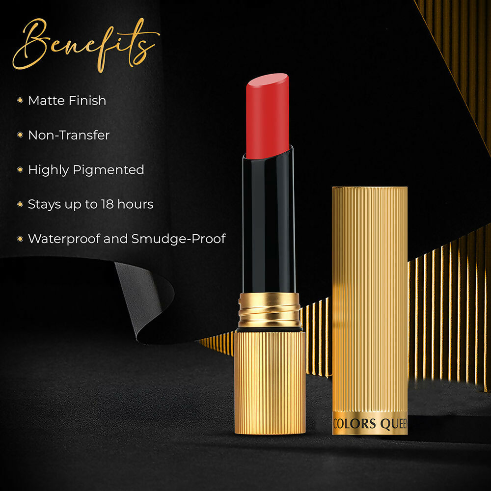 Colors Queen Hold Up Full Day Non Transfer Lipstick - Fiey Red