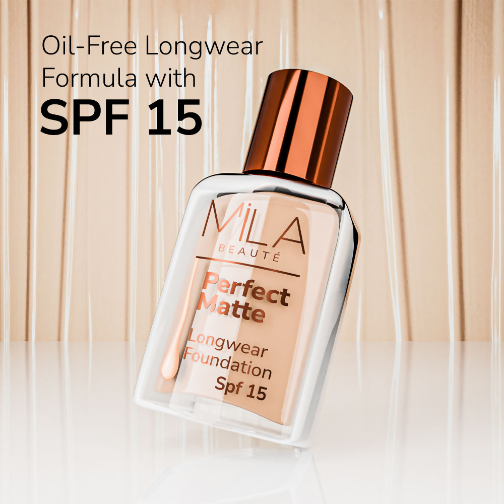 Mila Beaute Perfect Matte Longwear Foundation with SPF 15 & Oil Control Formula - Natural