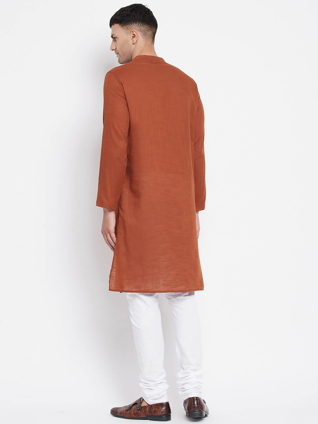 Even Apparels Brown Pure Cotton Men's Sherwani Kurta With Asymetrical Cut