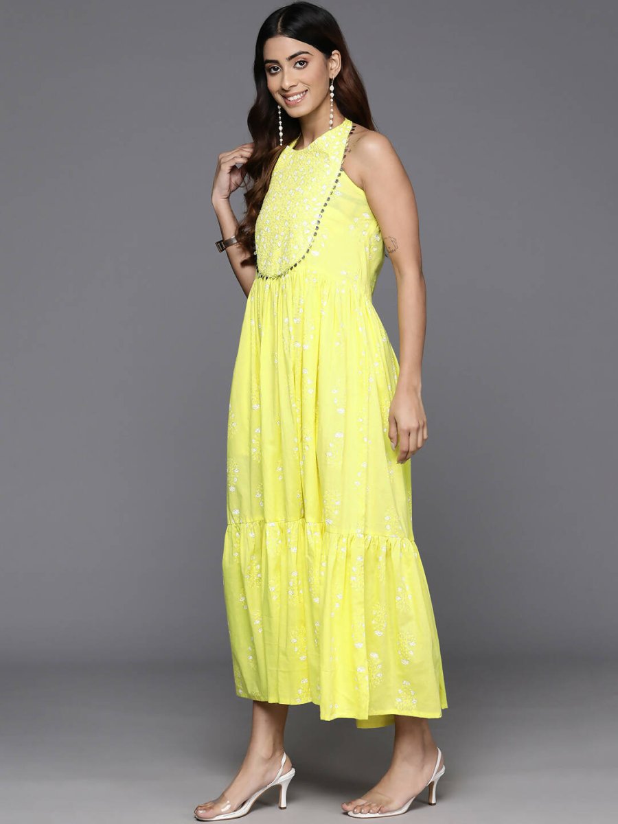 Ahalyaa Women's Traditional wear Dress - Yellow