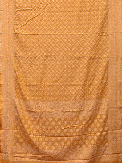 Yellow Cut Work Tussar Cotton Handloom Saree with All Over Jamdani Style Design - Global Threads