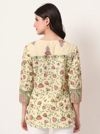 Yufta Yellow Pure Cotton Peplum Top