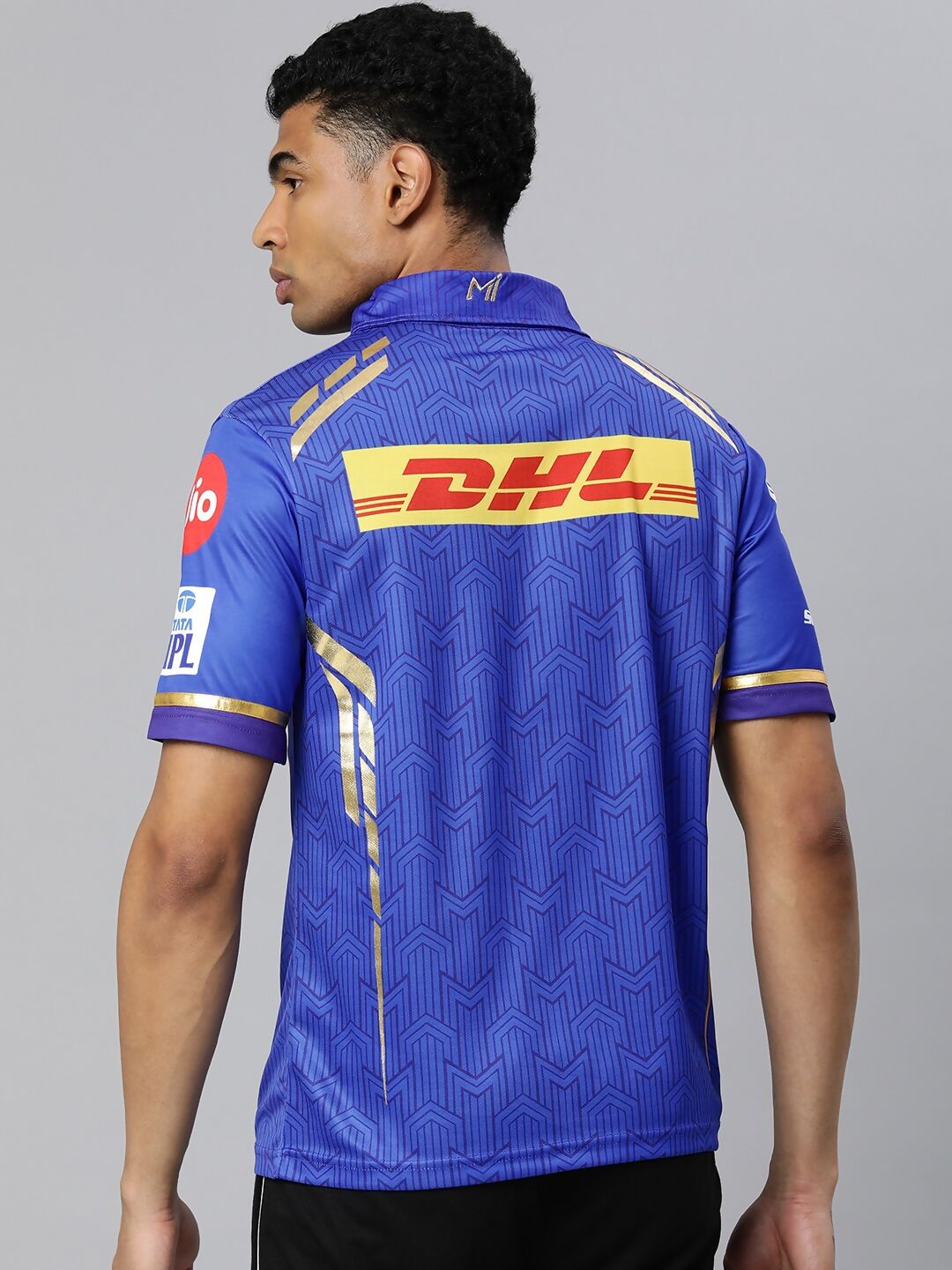 playR Men Printed Polo Collar Dri-FIT MI Official Match Jersey T-shirt IPL, T20