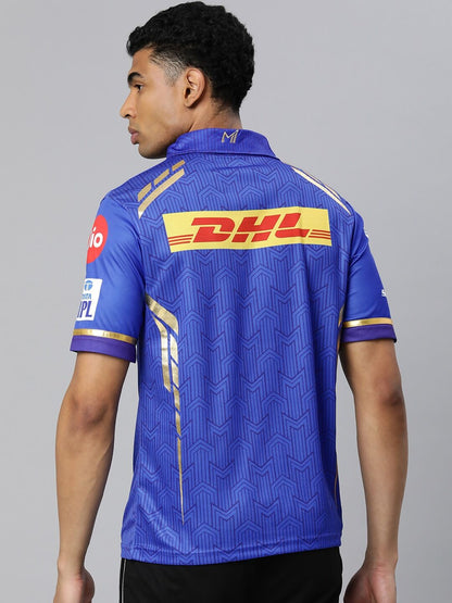 playR Men Printed Polo Collar Dri-FIT MI Official Match Jersey T-shirt IPL, T20