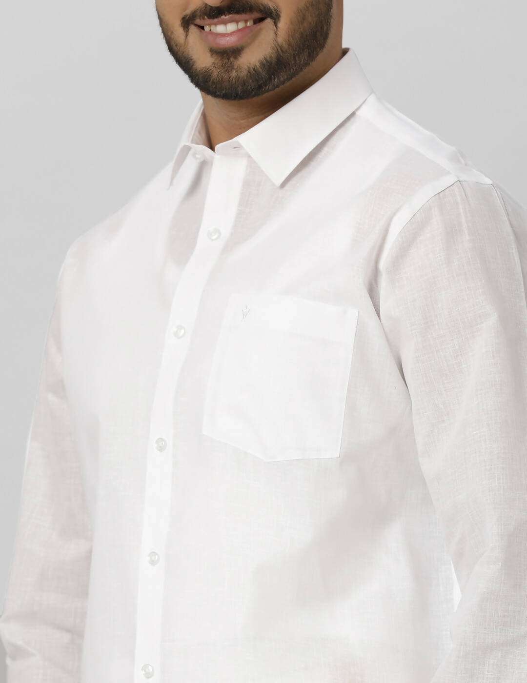 Ramraj Cotton Mens Full Sleeve Formal Poly Cotton White Shirt