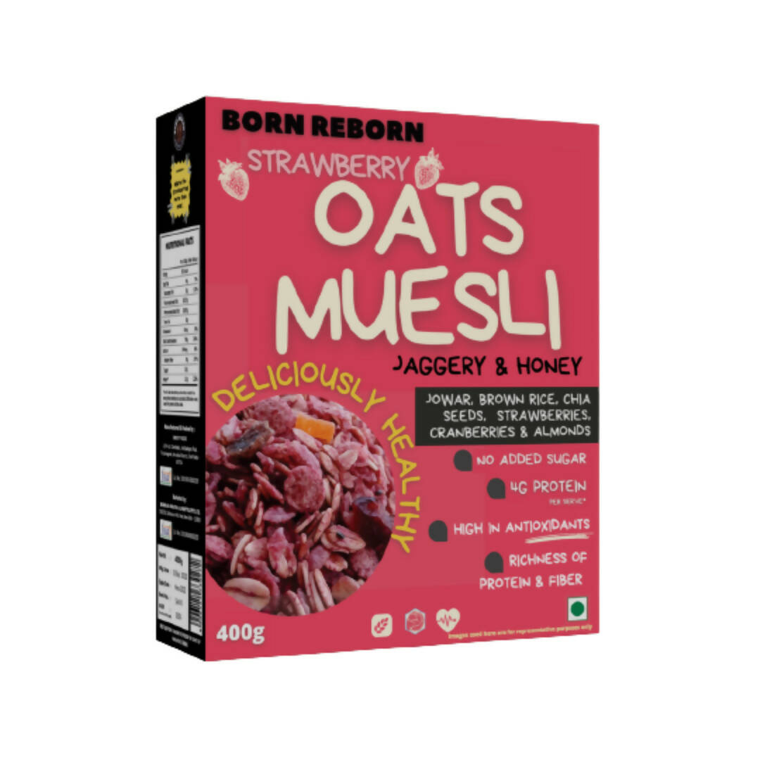 Born Reborn Strawberry Oats & Millets Muesli with Honey and Jaggery