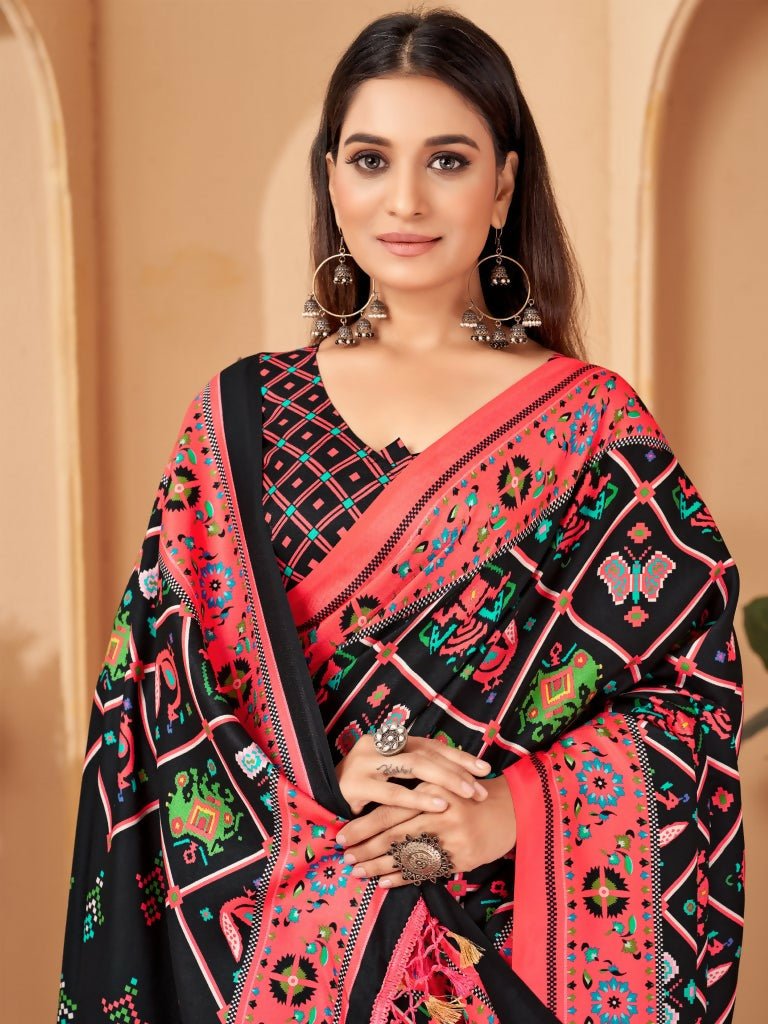 Aayaa Designer Winter Collection Printed Saree With Shawl - Multi Color