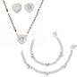 AanyaCentric Gold-Polished Mangalsutra Pendant Earring Set & Silver Plated Anklet