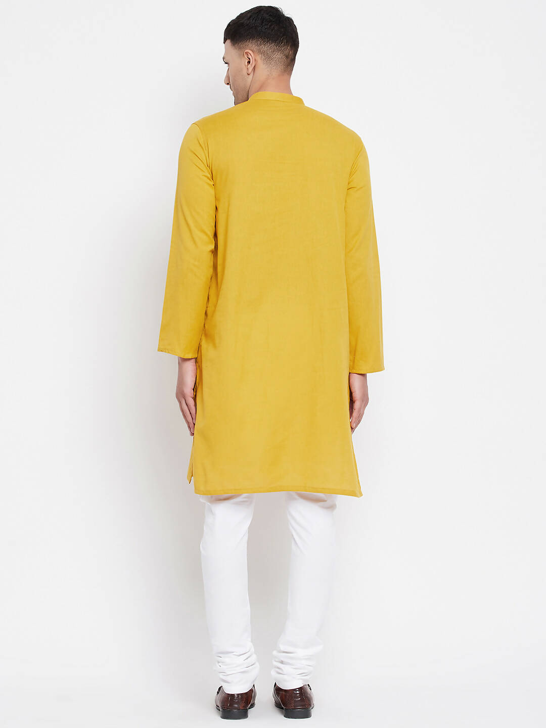 Even Apparels Yellow Pure Cotton Men's Sherwani Kurta With Open Front
