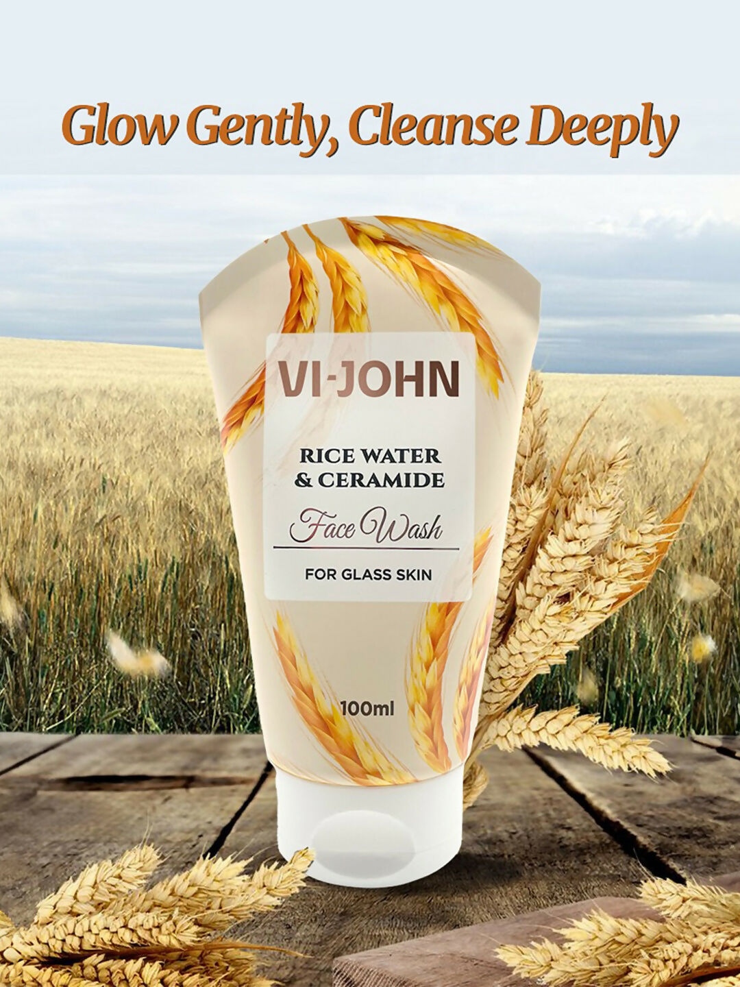 VI-JOHN Rice Water & Ceramide Face Wash For Glass Skin Deep Skin Clean