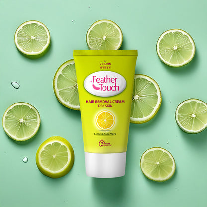 VI-JOHN Feather Touch Lime & Aloevera Hair Removal Cream for Women for Dry Skin, Suitable for Legs, Underarms, Bikini Line, Arms