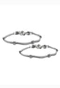 Mominos Fashion Kamal Johar Oxidised Silver Double Lined Anklets
