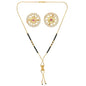 AanyaCentric Gold-Polished Short Mangalsutra Set with Earrings