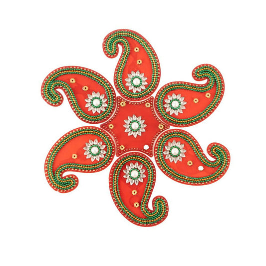 Kundan HandiKrafts Mango Rangoli Red Color (Medium)
