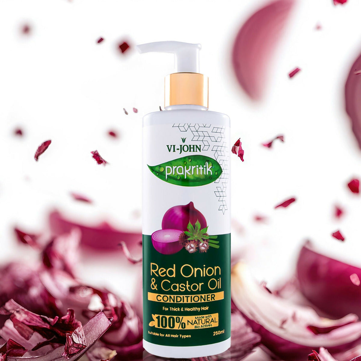 VI-JOHN Prakritik Red Onion & Castor Oil Conditioner to Prevent Dry Hair, 100% Natural Bio Actives
