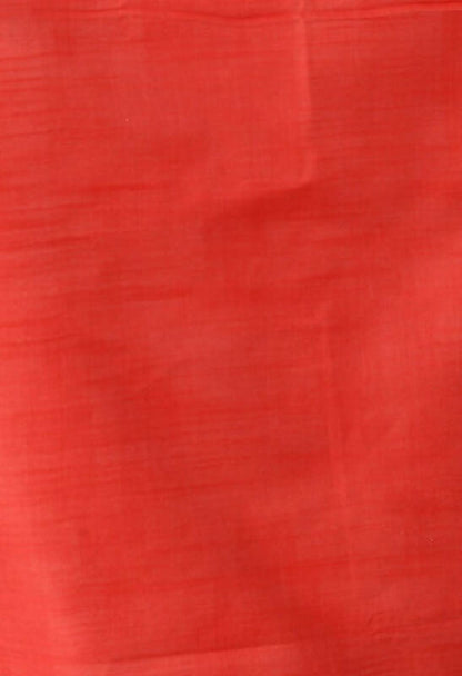 Mominos Fashion Moeza White & Red Bhagalpuri Handloom Ikat Pure Cotton Saree with unstitched Blouse piece