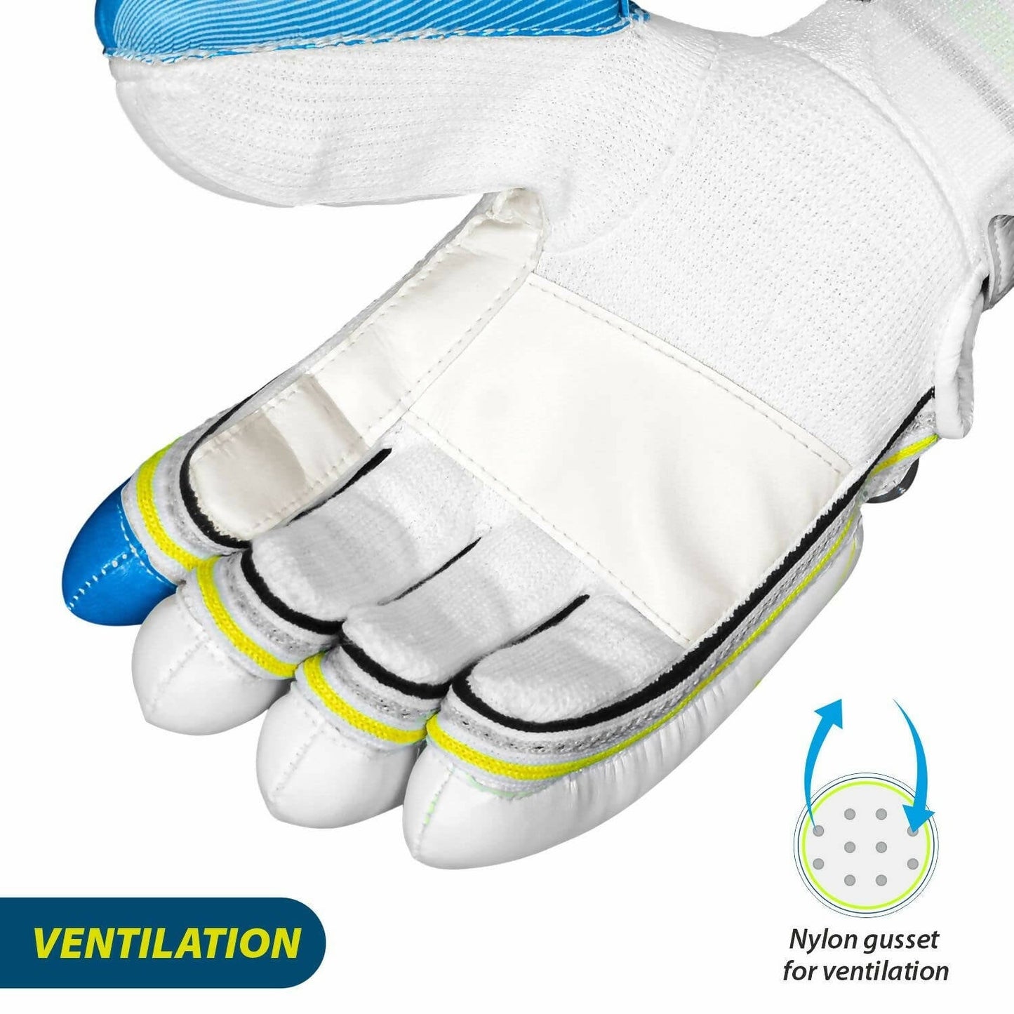 DSC Condor Ruffle Cricket Batting Gloves - Youth Left Multicolour with Cotton Gusset