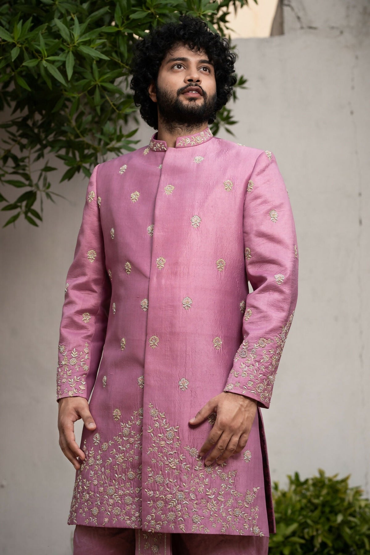 Purple Sherwani Set by Hilo Design