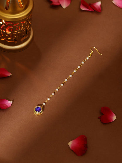 Ruby Raang Blue Meenakari Kundan Maang Tikka