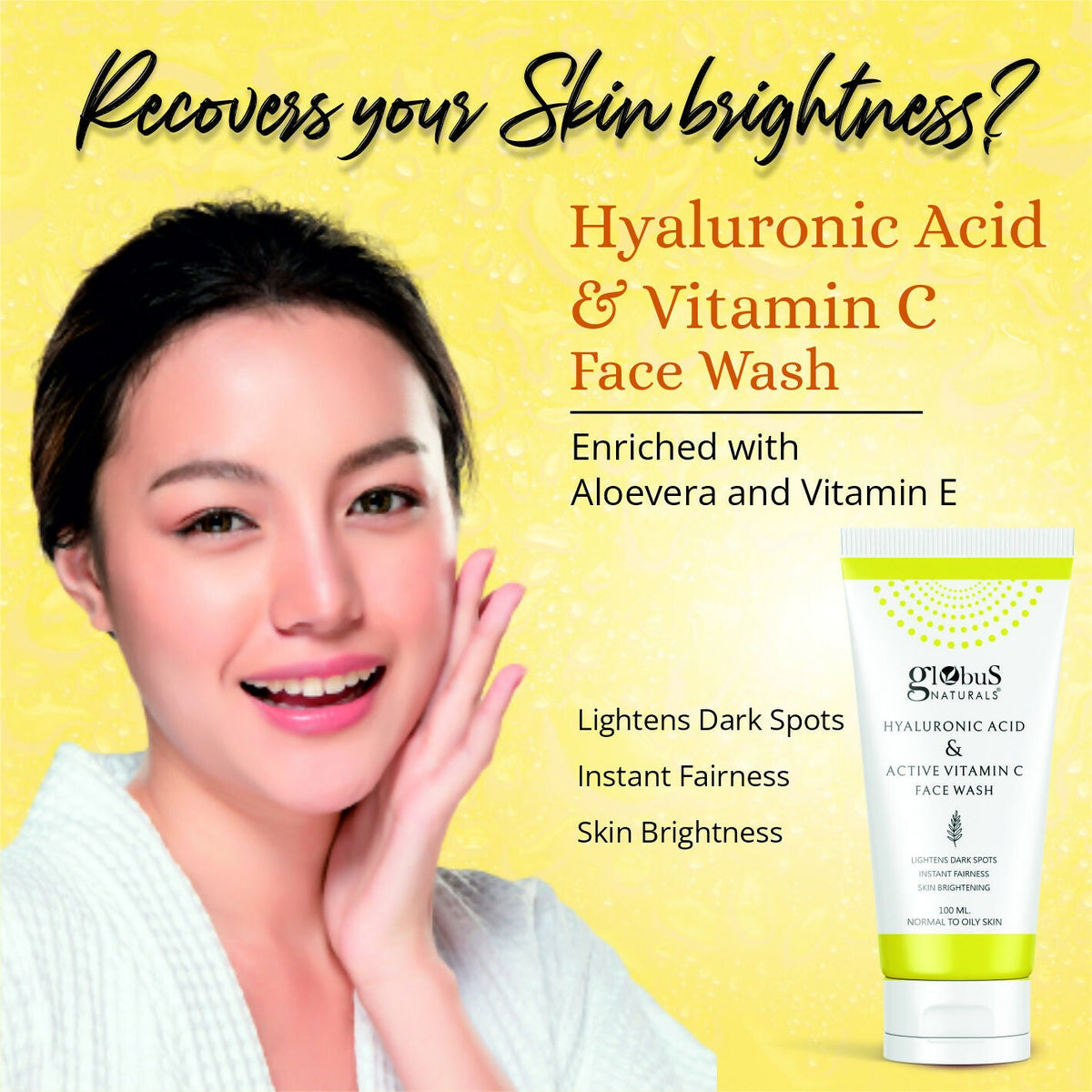 Globus Naturals Hyaluronic Acid & Vitamin C Face Wash