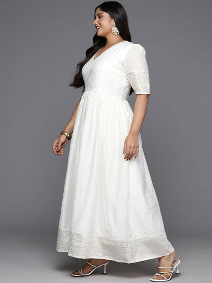 Ahalyaa Women's Traditional wear Ethnic Dress - Off White