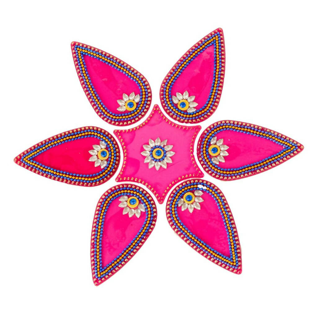 Kundan HandiKrafts Drop Rangoli Pink (Medium)