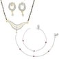 AanyaCentric Gold-Polished Mangalsutra Pendant Earring Set & Silver Plated Anklet