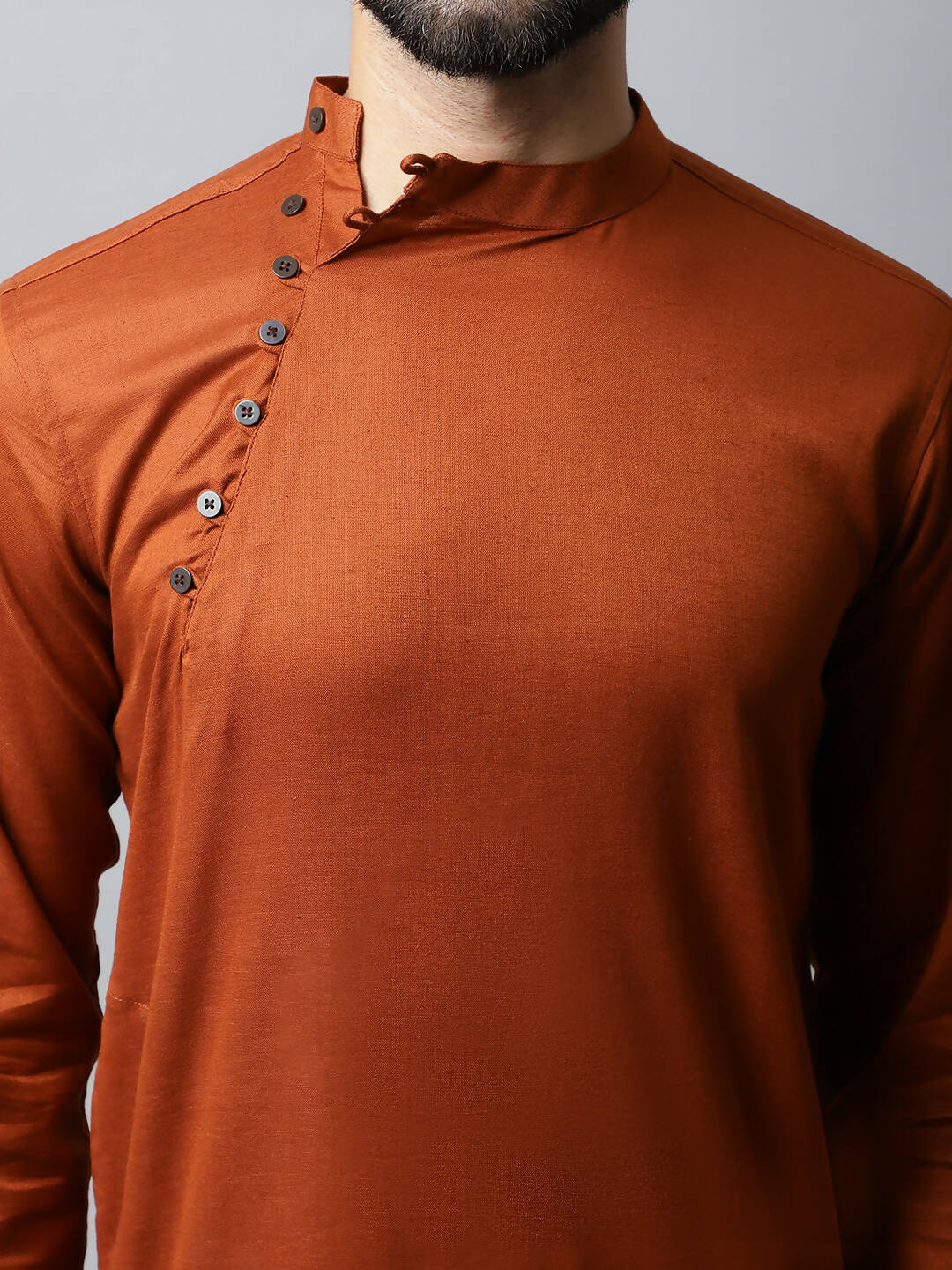 Even Apparels Brown Color Pure Cotton Men's Kurta With Side Placket (SLD1137)