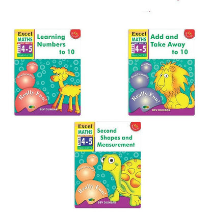 Excel Maths Early Skills Ages 4-5 Year Books for Junior kg| Set of 3| Learn Numbers Add & Take Away, Shapes, Measurement