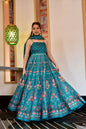 Partywear Designer Light Steel Blue Pure Maslin Gown - Anbazaar