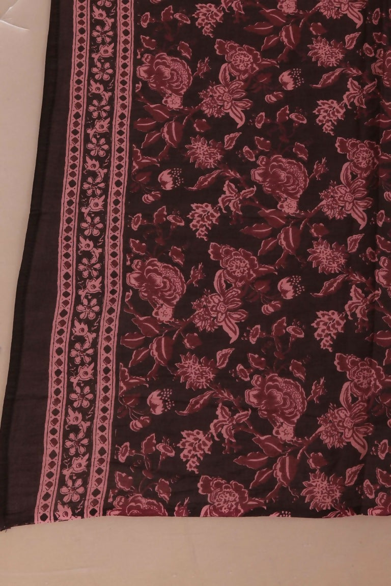 Miravan Women's Plus Size Stunning Maroon Bell Sleeve Floral Printed Anarkali Kurta Dupatta