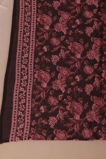 Miravan Women's Plus Size Stunning Maroon Bell Sleeve Floral Printed Anarkali Kurta Dupatta