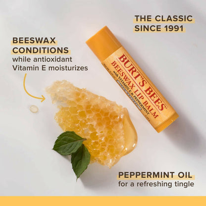 Burt's Bees Natural Moisturizing Lip Balms (Beeswax, Cucumber Mint, Coconut & Pear, Vanilla Bean)
