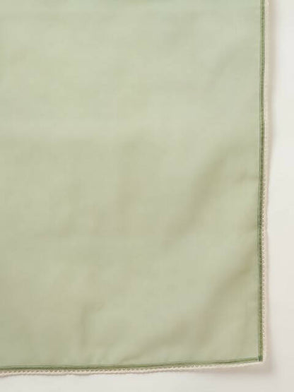 FIORRA Women's Green Lurex Cotton Flared Kurta Palazzo Set With Dupatta