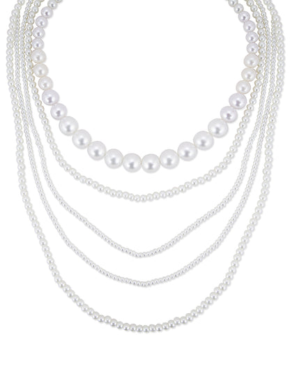 Gold-Polished Alloy Layered Pearl Elegant Necklace - The Pari