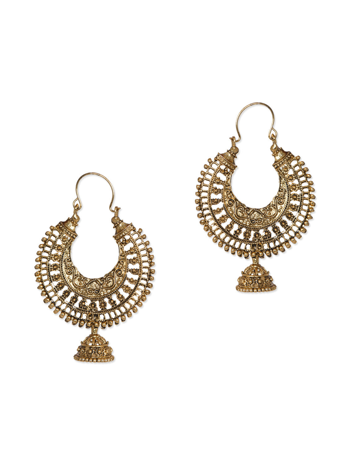 Gold-Polished Alloy Golden Round Hoop Style Earrings - The Pari