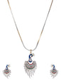 Gold-Polished Alloy Peacock Shape American Diamond Pendant Set - The Pari