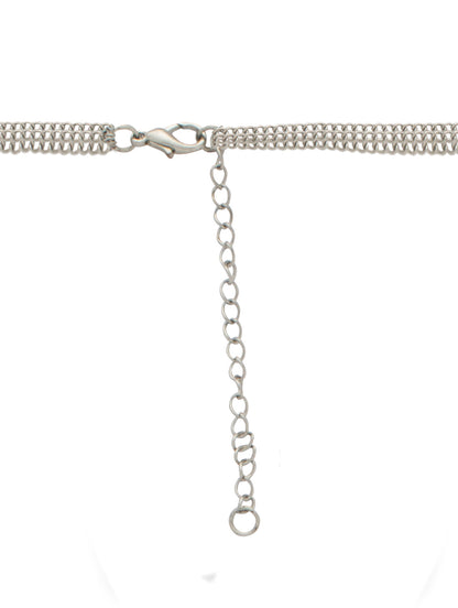 Silver-Plated Alloy Long Three Chain Flower Necklace - The Pari