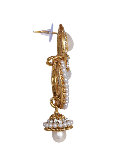 Gold-Polished Alloy Traditional Look Pearl Studded Earrings - The Pari