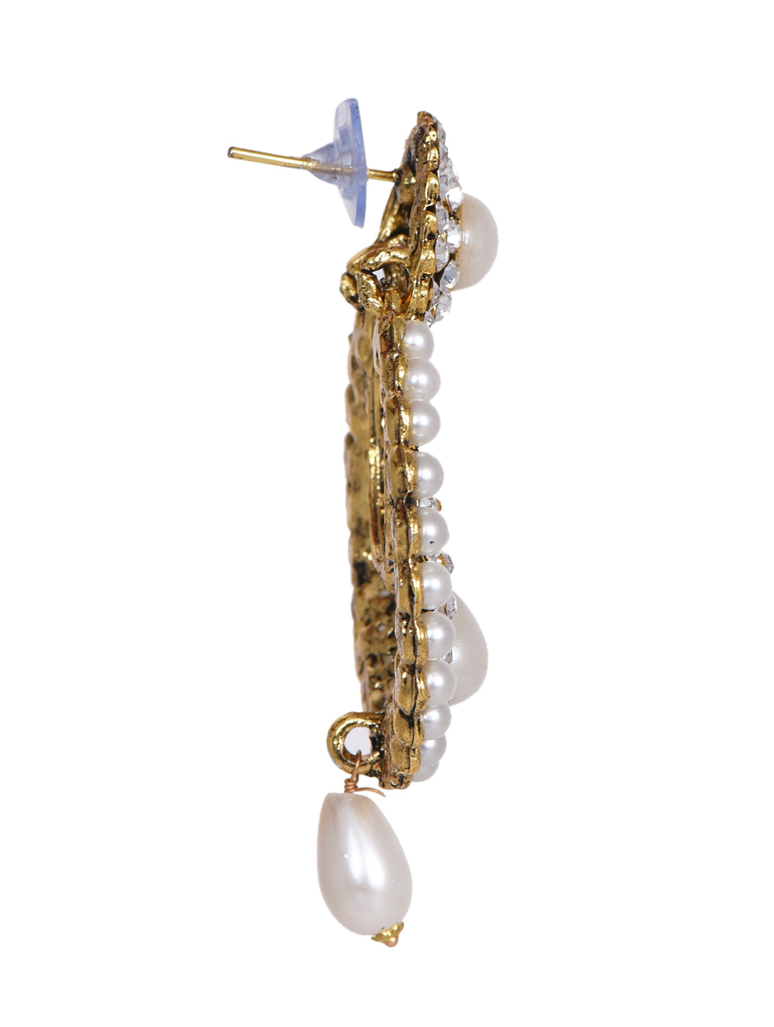 Gold-Polished Alloy Traditional Look Pearl Studded Earrings - The Pari
