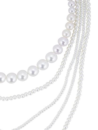 Gold-Polished Alloy Layered Pearl Elegant Necklace - The Pari